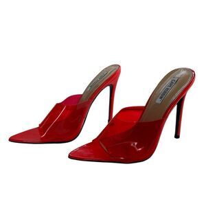 Cape Robbin Red Transparent Mule Stiletto Mob Wife Pointed Heels 6